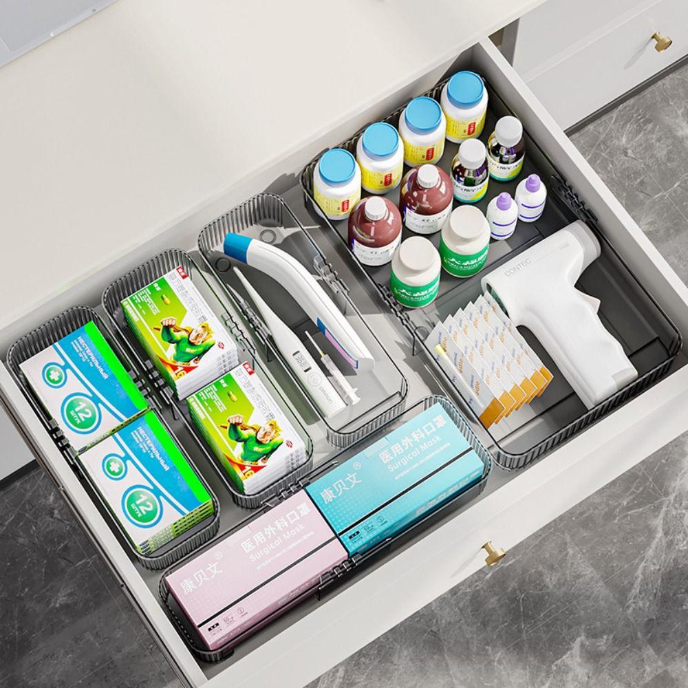 Divided Drawer Tray Transparent Drawer Storage Bin Multifunctional Divider Box