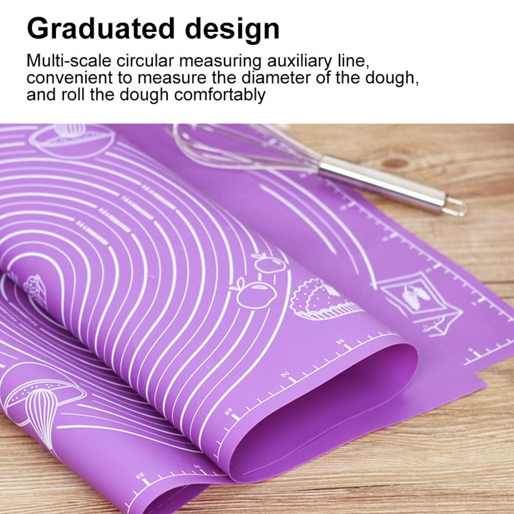 Thick Non Stick Silicone Kneading Mat Food Grade Anti Slip Baking Dough Roller Pad for Home Kitchen Purple