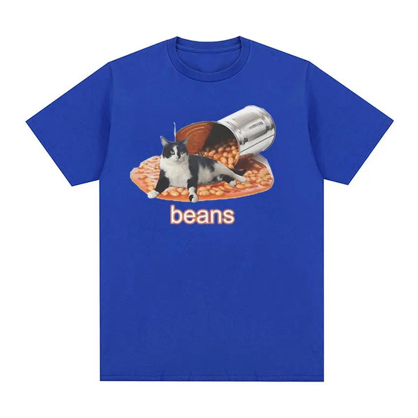 Funny Cat In Bean Can Meme Graphic T-shirt Men's High Quality O Collar Fashion T-shirt Casual 100% Cotton Oversized T-shirt