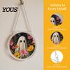 Acrylic Halloween Decoration Suncatcher Jigsaw Puzzle Set, Spooky Ghost Floral Meadow Window Hanging Ornament with Metal Lightweight Frame