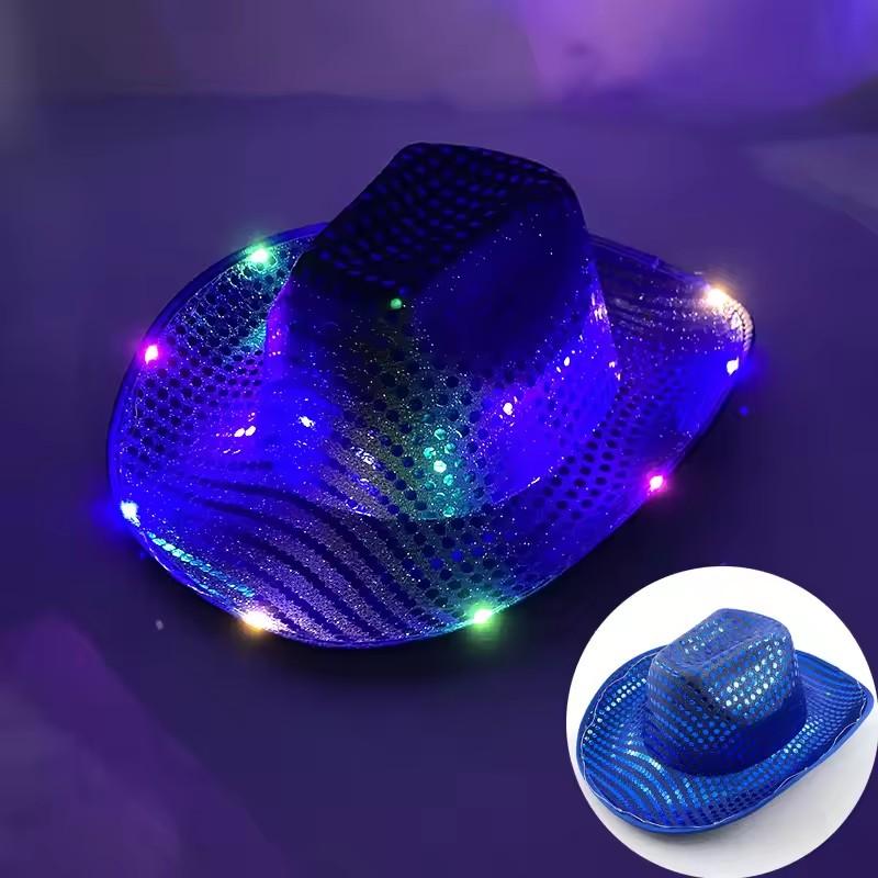 Blinky LED Light Cowboy Cowgirl Hat Flashing Cap Glowing Hat Carnival Men Women Bachelorette Party Wedding Bridal Supplies
