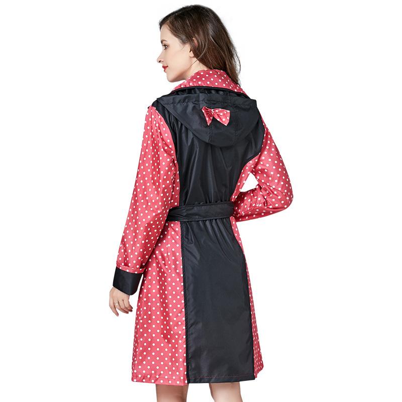 Женский легкий дождевик в горошек с принтом и бантом — фото 5