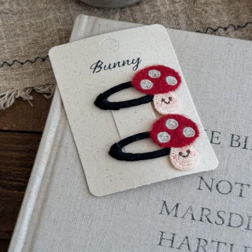 Cartoon Embroidery Children's Hairpin Cute Mushroom Girl Bangs Side Clip Hairpin Hair Clip Kids Hair Accessories Headwear
