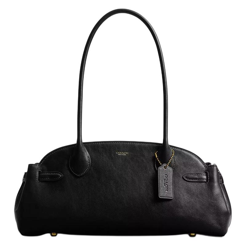 

COACH Empire Carryall 34 Logo Gold Hardware Leather Shoulder Bag Large Women s Black чорний