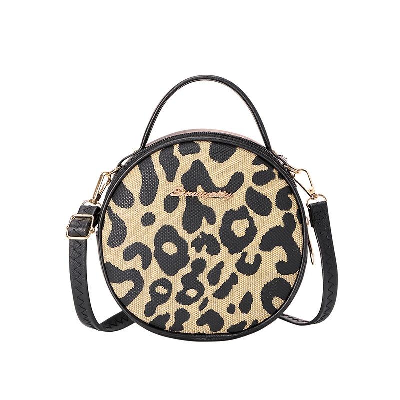 Retro Leopard Print Small Round Bag Womn Bag Women's Trend Shoulder Bag