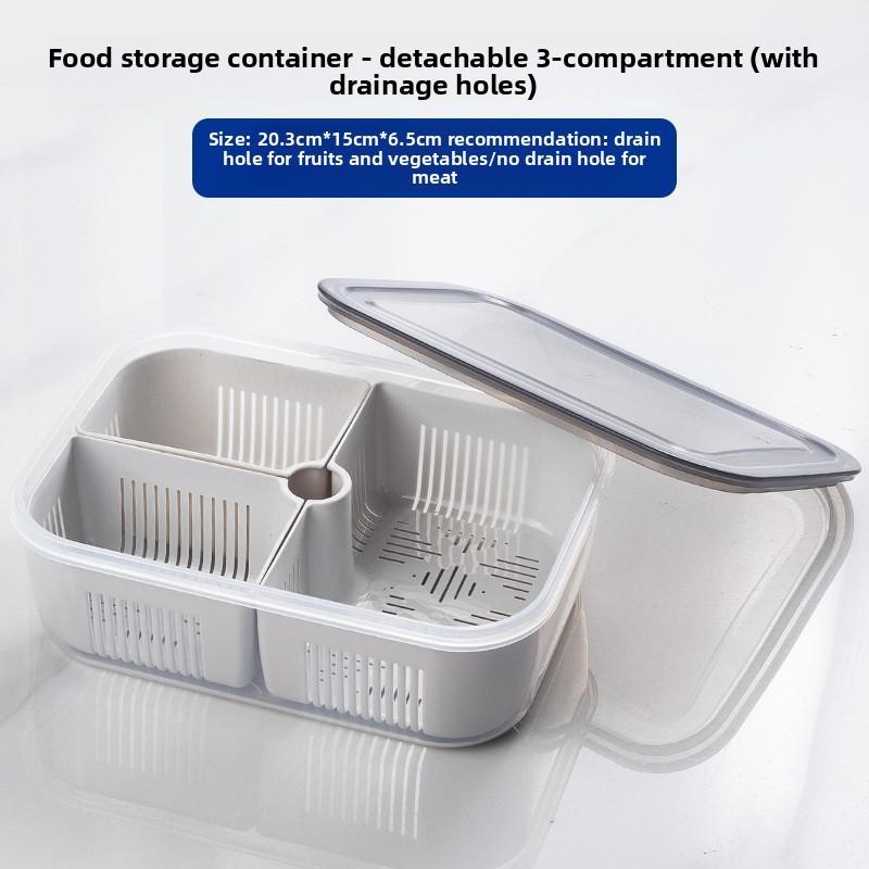 Multicompartment Plastic Food Organizer With Leakproof Seal For Refrigerator And Freezer Use