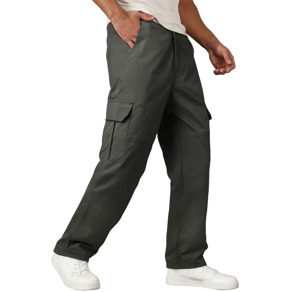 Men's Solid Color Casual Pants Men's Casual Fashion Multi-pocket Overalls