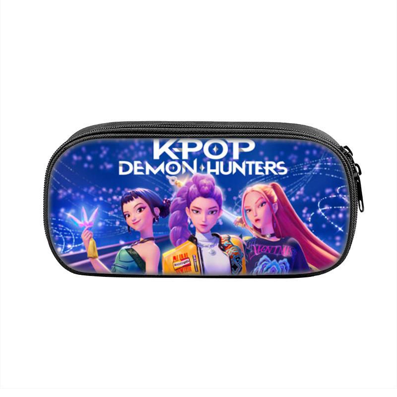 Kpop Demon Hunters Portable Pencil Pouch Nylon Storage Case For Kids And Teens