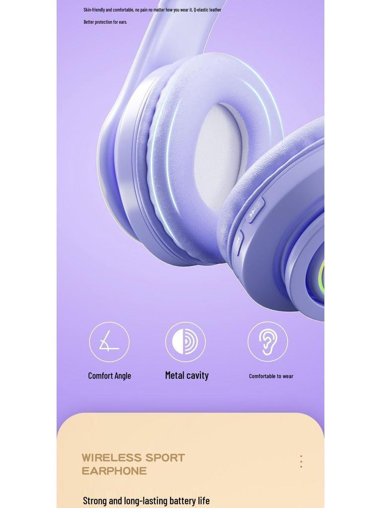 2025 Gradient Luminous Over-Ear Bluetooth Headphones with Card Slot - Universal Compatibility