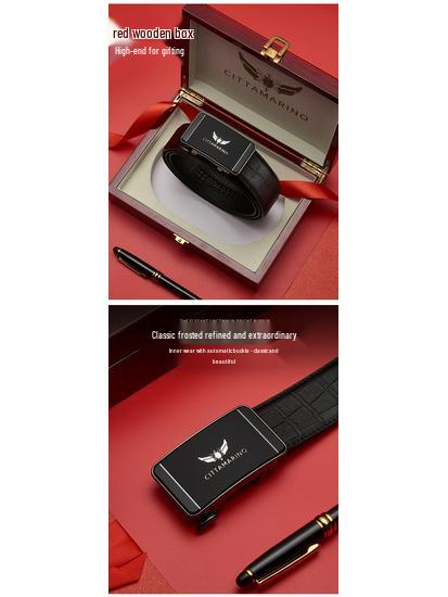 Curea din piele pentru bărbați cu logo Armani autentic și cataramă automată, piele de vacă strat superior, ținută casual