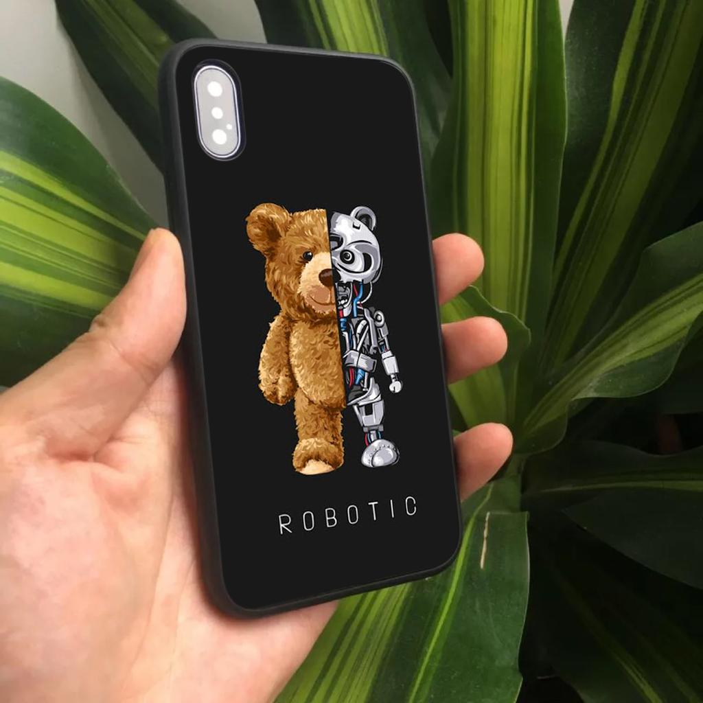 Cute Cartoon Bear Phone Case For Iphone 12 Mini 13 11 Pro Max SE 2020 XS X XR Hard Mobile Shell 7 6S 8 Plus 5 Funny Unique Cover