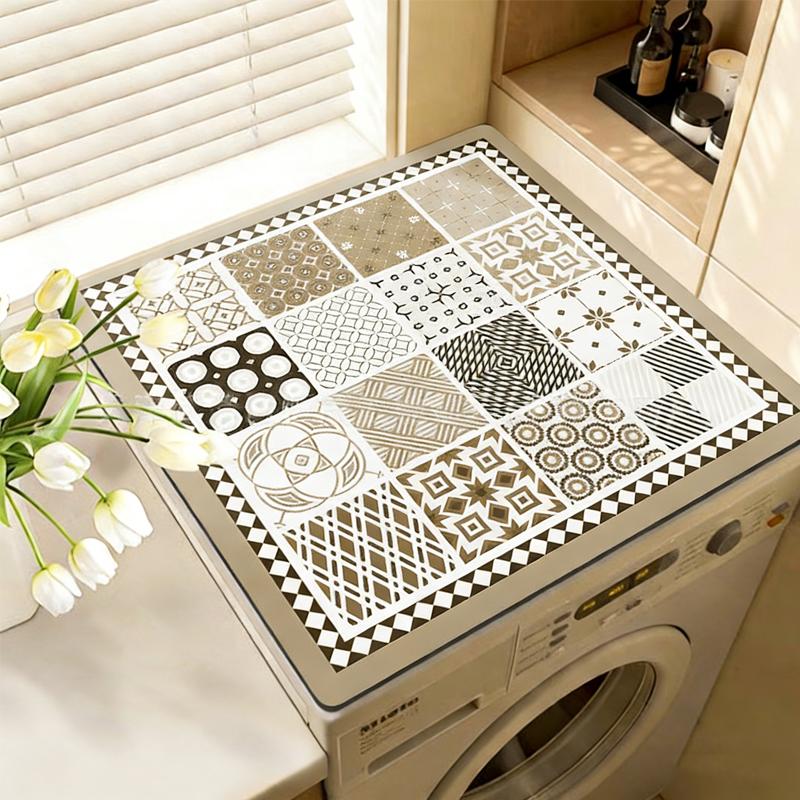 

1pc Vibrant Retro Mosaic Washing Machine Cover Waterproof & Durable Colorful Floral Patterns, Ideal for Kitchen Decor 50x60cm