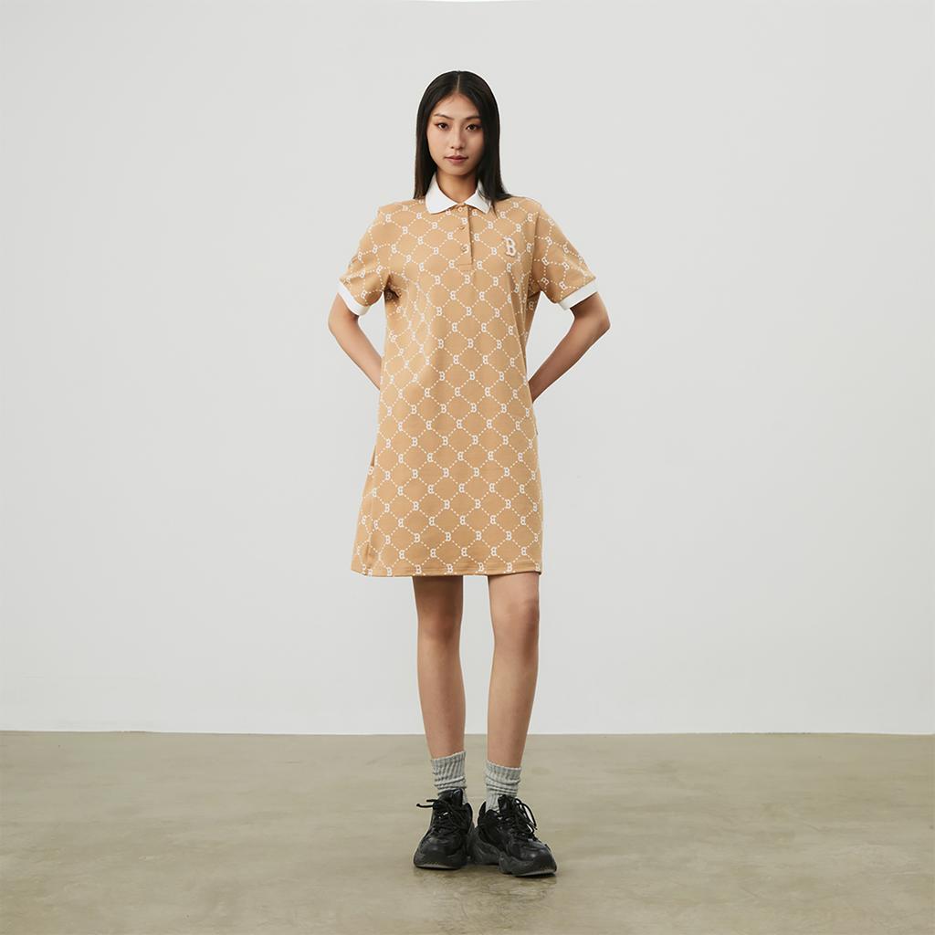 New MLB Boston Red Sox SS24 Short Sleeved Dress Women's Light Camel 3FOPM0443-43CAL