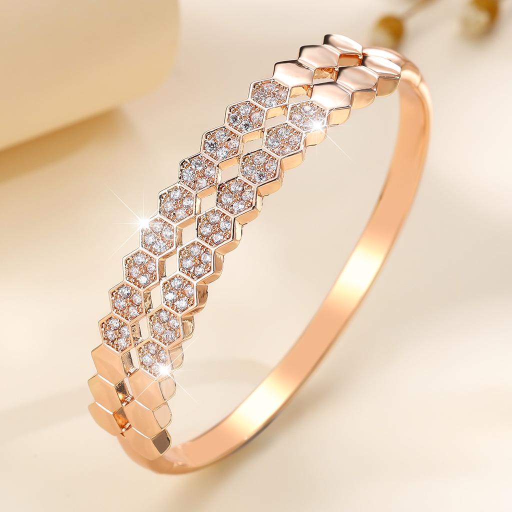 Honeycomb Jewelry Double Row Hexagon Light Luxury Bracelet Fashionable and Versatile