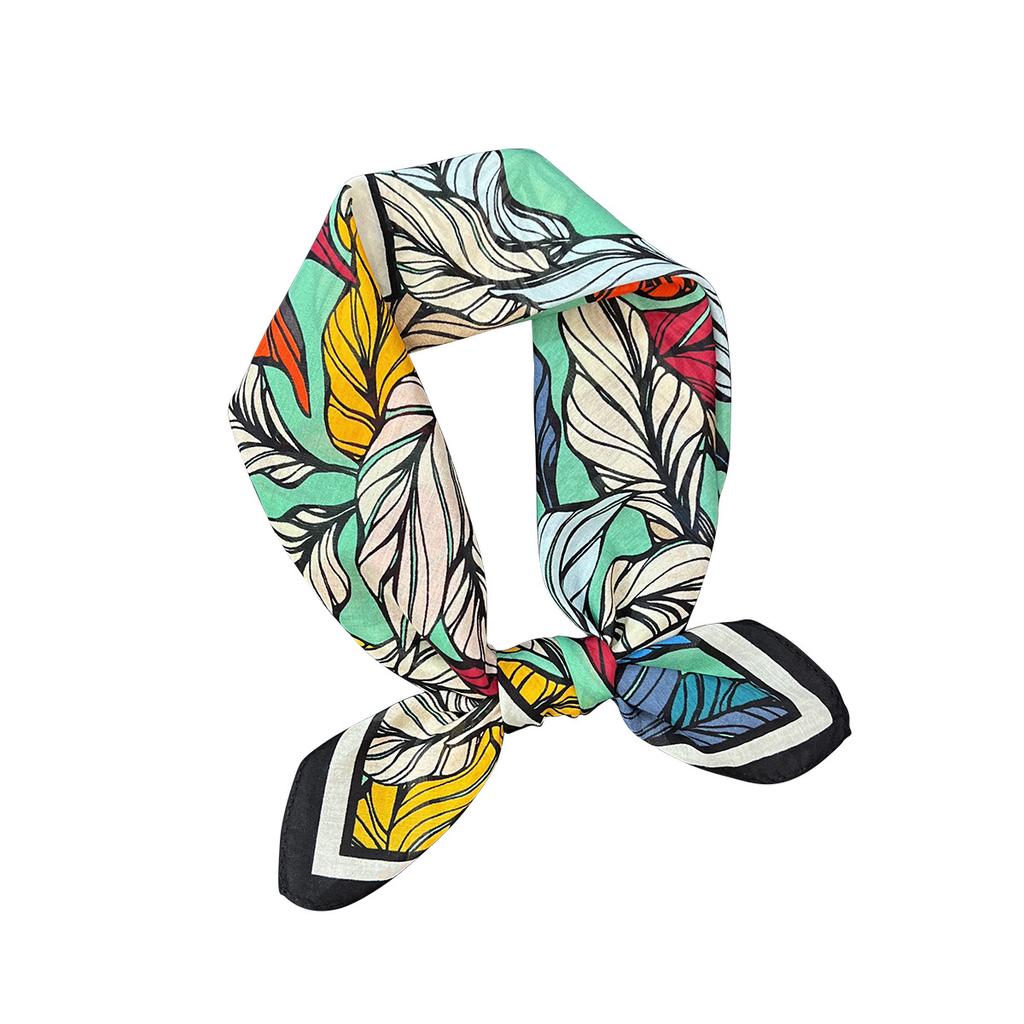 Light Luxury Retro Plant Flower Summer Silk Scarf Women's Daily Commuting Decoration Chinese Square Scarf Fashion Versatile Foreign Style Shawl