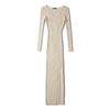 2026 American Hot Girl Rib Knit V-Neck Bodycon Sweater Dress with Slim Fit and Split Hem