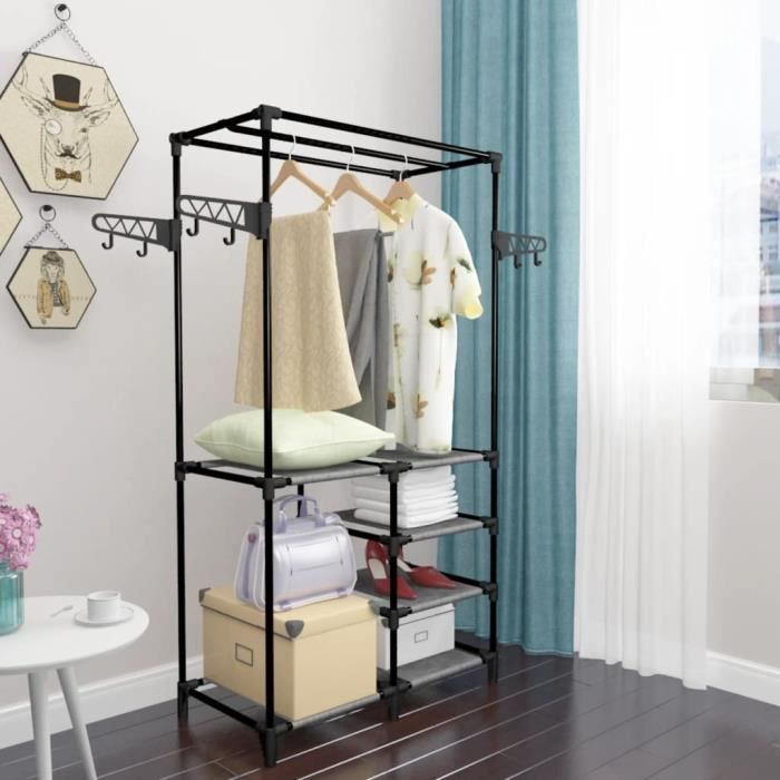 VidaXL Porte-vêtements Acier et tissu non-tissé 87 x 44 x 158 cm Noir