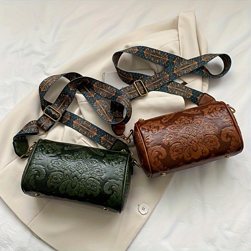 Vintage Chic Embossed Faux Leather Crossbody Bag ,Durable Polyester Lining, and Timeless Design for Everyday Use