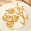 Heavy Metal Titanium Steel Earrings Rotating Circle Design 18K Gold Plated Chic Women Jewelry