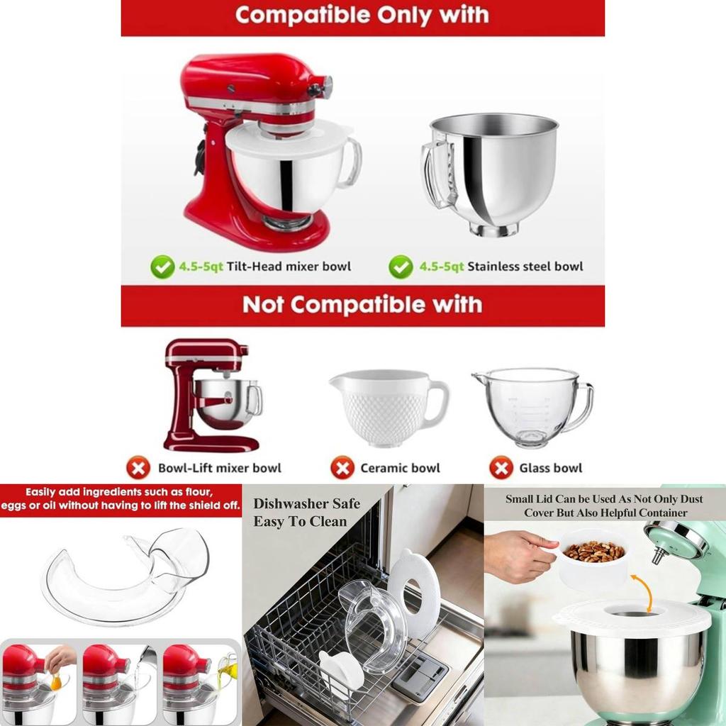 For Kitchen Aid Steel Mixing Bowl Fermentation Lid With Splash Cover For Home Baking