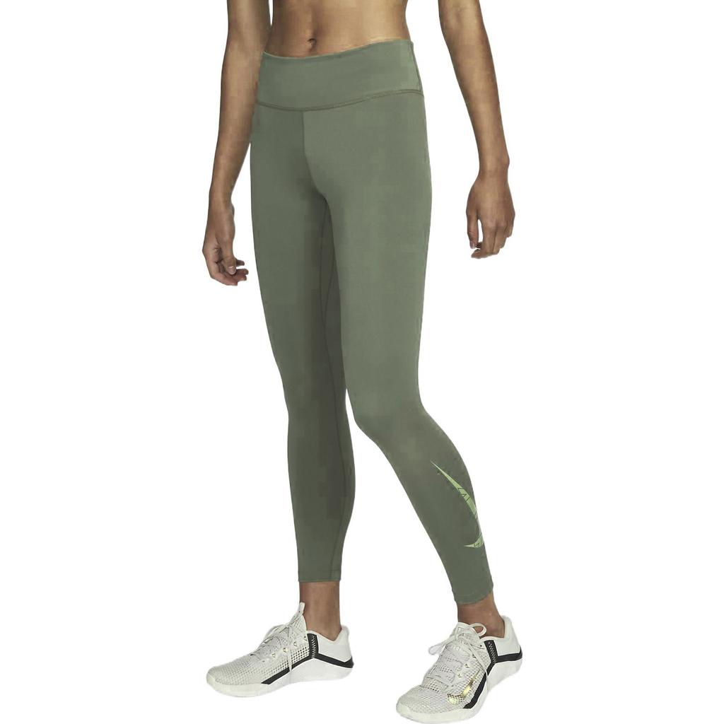 Nike FW22 Solid Color Side Logo Print Leggings Women Leggings Olive-Green DQ5561-222