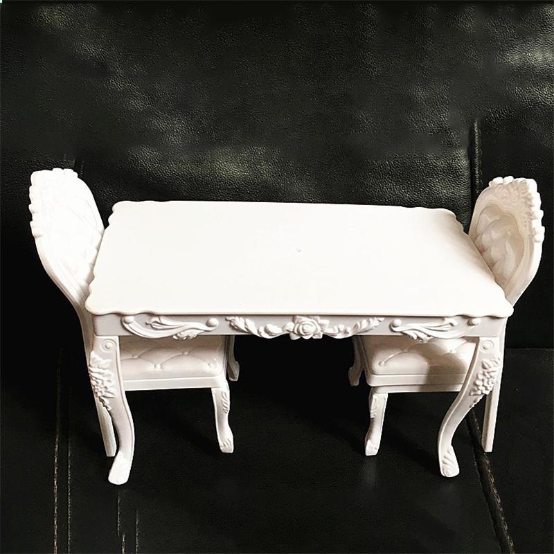 Dining&Office Chair Table Furniture Set for Dollhouse Toys Asseccories Kitchen Food Miniature Kids Gift Classic Toy