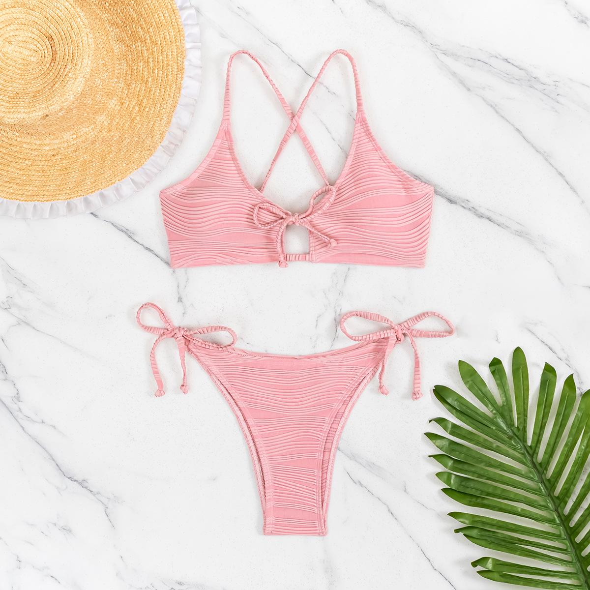 

Women s Solid Color Spaghetti Strap Tie-Up Triangle Bikini Swimsuit Extra Large