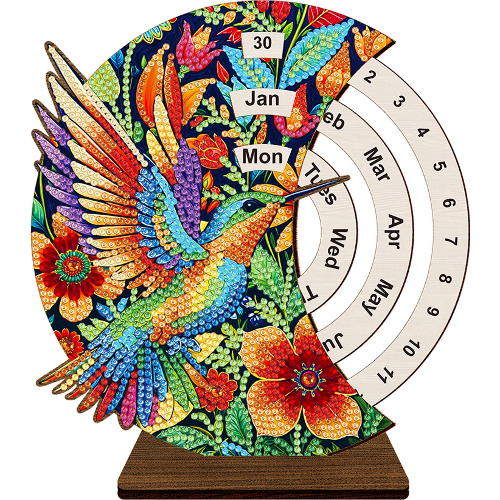 

Special Shape Flowers Butterfly Standing Calendar Ornaments Wooden Perpetual Desk Calendar Manual Rhinestones Wheeled Calendar