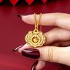 New Chinese-Style Diamond-Inlaid Openwork Peace Lock Necklace: Women's Ethnic Vietnamese Sand Gold Pendant, Trendy Long-Lasting Color Jewelry.