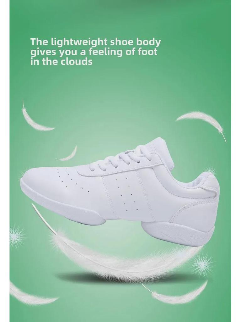 Kinder Wettkampf Aerobic Cheerleading Schuhe - Weiche, Rutschfeste Weiße Schuhe für Training und Wettkämpfe