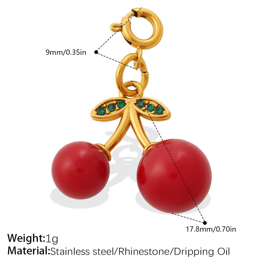 Vitality Sweet Wind Rhinestone Variety Jewelry Buckle Cherry Pendant Stainless Steel Gold Plated Exquisite Accessories