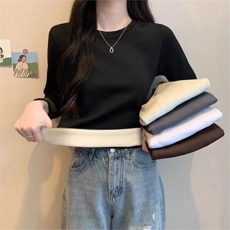 

Women s Thermal Fleece-Lined Long Sleeve Slim Fit Shirt for Autumn/Winter 3XL