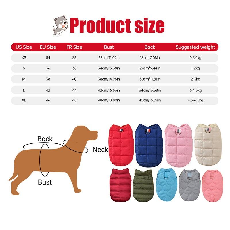 Winter Warm Dog Coat Jacket Windproof Dog Clothes for Small Dogs Padded Clothing Chihuahua Clothes Pet Supplies