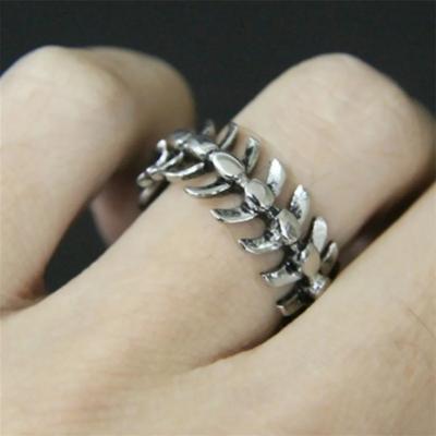 New Trend Retro Simple Gothic Alloy Fish Bone Men's Ring Personalized Punk Hip Hop Men's Ring Gift FingerRingAccessories