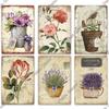 Decor Flower Plaque Metal Vintage Tin Sign Wall Decoration Posters for Home Garden Kitchen Living Room Iron Painting