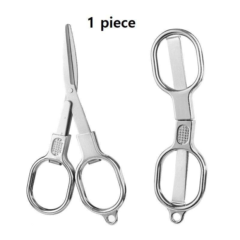 1 Piece Mini Stainless Steel Folding Scissors Multi-Functional Pocket Knife with Metal Handle for Travel Office Use