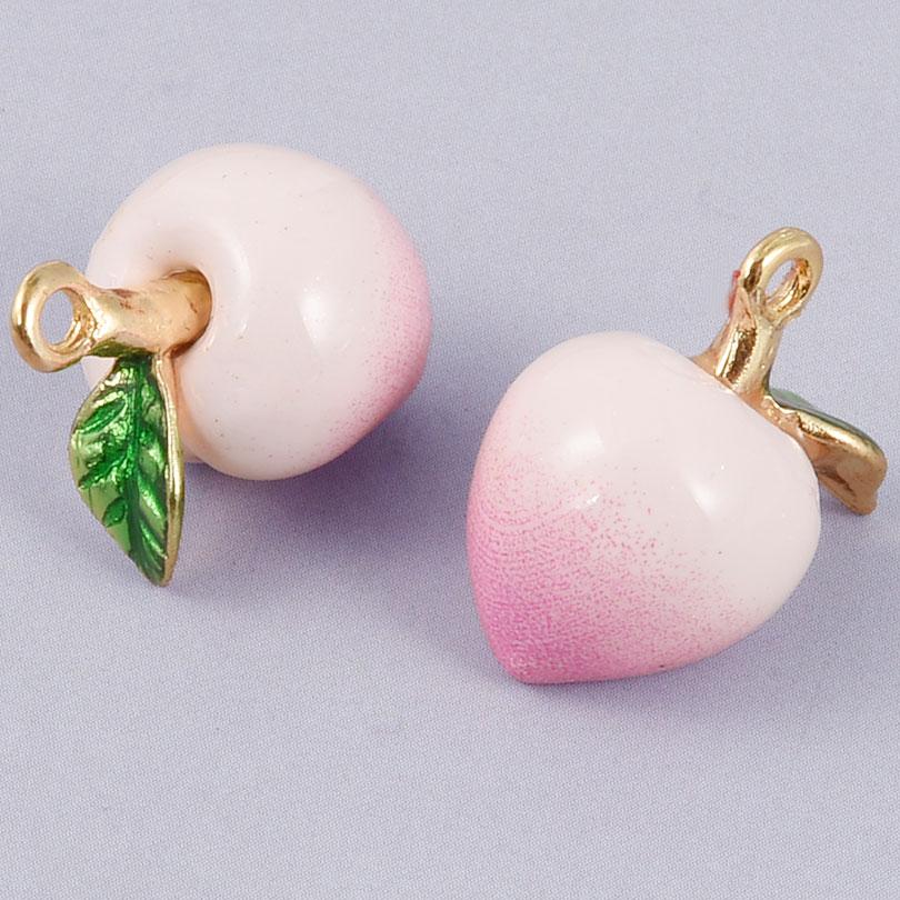 5pcs Three-Dimensional Enamel Fruit Charm Grape Peach Watermelon Alloy Oil Drop Charms For Jewelry Making Supplies DIY Earrings
