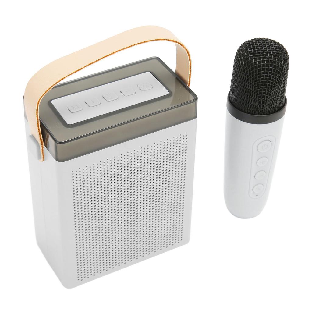 Karaoke Machine Set with RGB Light Rechargeable Bluetooth Speaker with 1 Wireless Microphone for Home Party KTV White