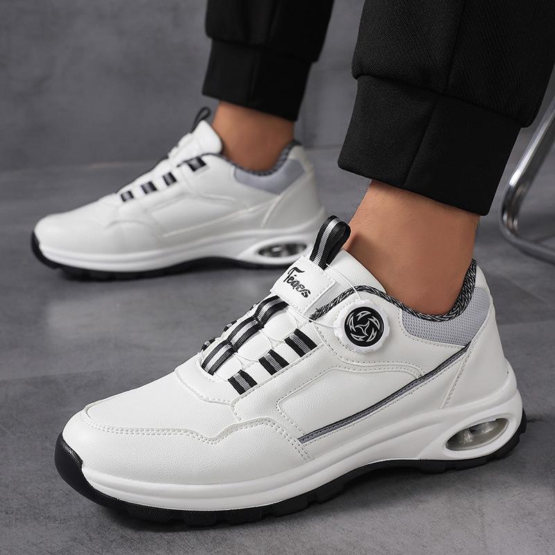 

Rotary buckle low-top trendy fashion light luxury style versatile casual shoes non-slip wear-resistant soft-soled outdoor sports shoes 44 белый