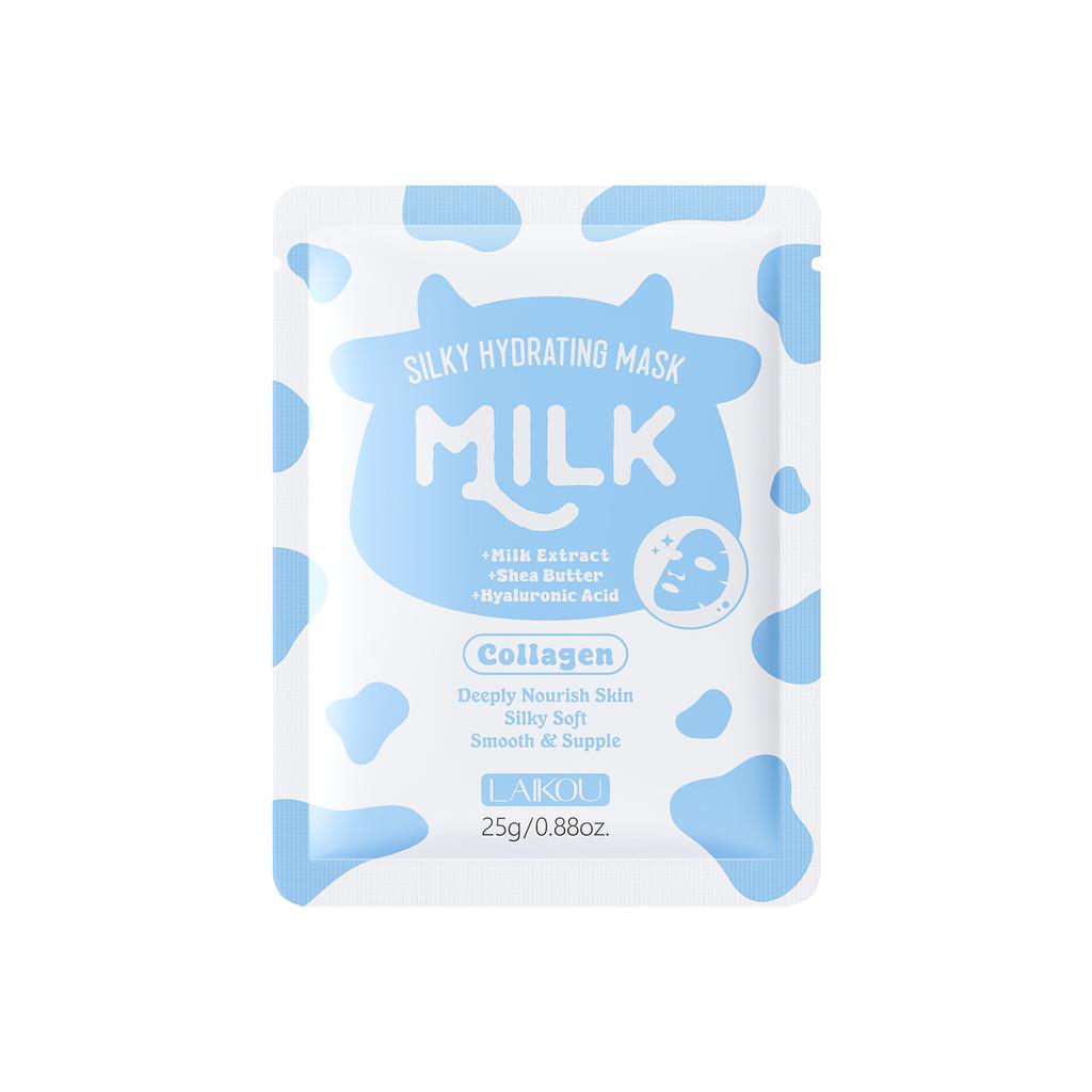LAIKOU Milk Silky Hydrating Mask Brightening Collagen Sheet Mask Anti-Age Skin Care Moisturizing Face Mask 25g