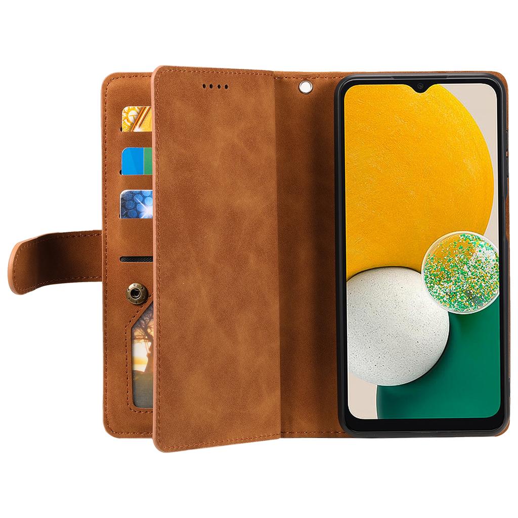For Samsung Galaxy S25+ Case PU Leather Phone Cover with Zipper Wallet 9 Card Slots