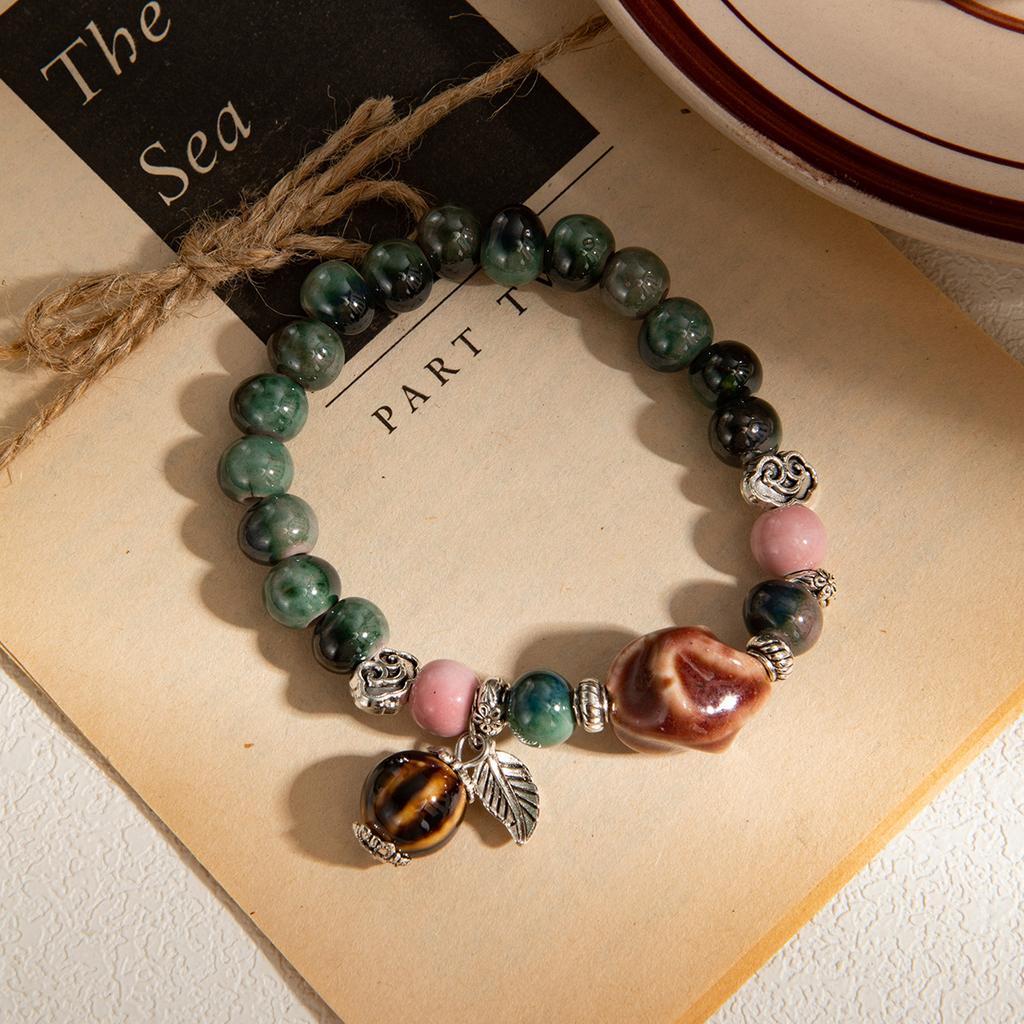Green Beaded Irregular Bracelet, National Style Light Luxury High-End Sense Niche Fashion Temperament Bracelet