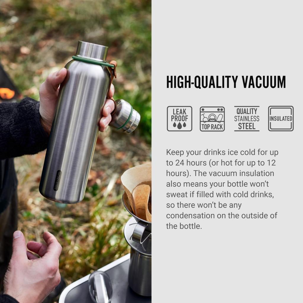 Thermal Cold Bottle L 14005 Silver X Olive 750ml Black+blum (black+blum) (Olive/FF/Men's, Lady's, Jr)