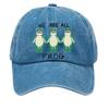 Men's Washed Cotton Baseball Cap With Printed Distressed Soft Top Denim Hat, Vintage Hat