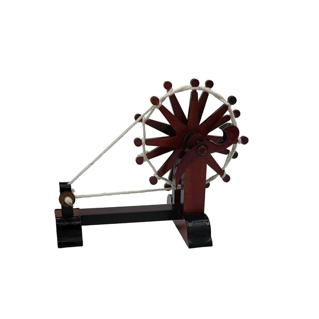 Handcrafted Mini Wooden Charkha Showpiece – Gandhiji’s Spinning Wheel for Home Decor Office Desk & Gifting
