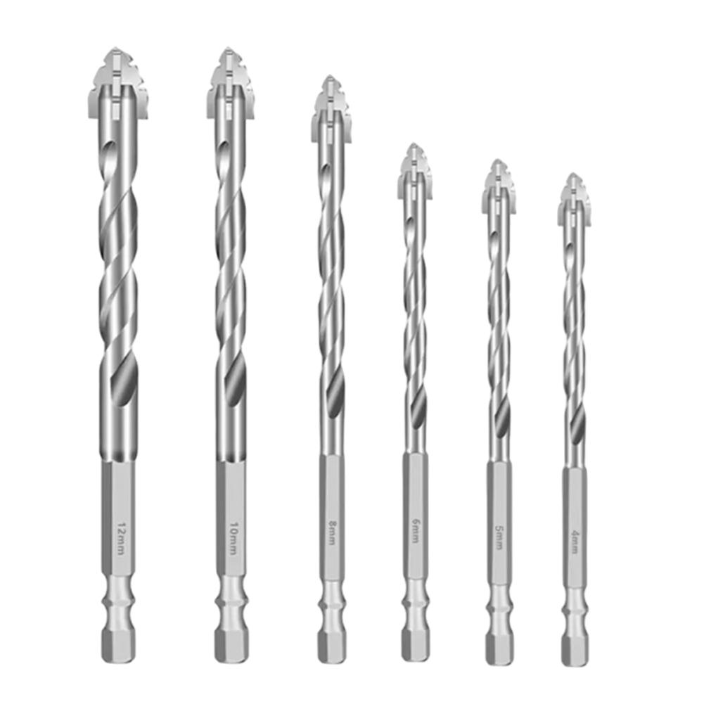 

6PCS 4-Blade Saw Tooth Eccentric Drill Bit Hard Alloy Eccentric Twist Drill Bit High-Strength Alloy Drill Bit Sawtooth Drill Bit срібний