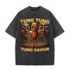 T-shirts Meme Chat Drôle de Survivant de la Circoncision pour Mode Unisexe Hip Hop Vintage T-shirt Vintage Lavé Pur Coton T-shirts Unisexes