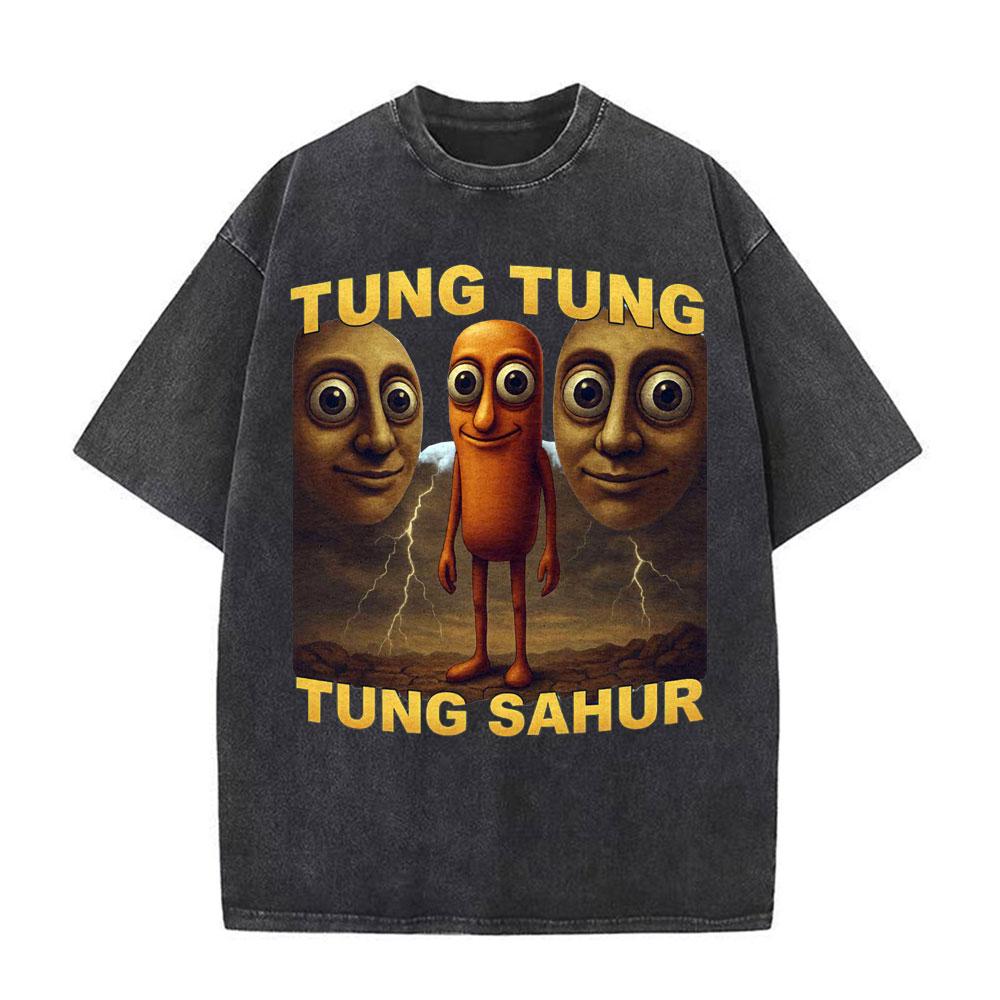 T-shirts Meme Chat Drôle de Survivant de la Circoncision pour Mode Unisexe Hip Hop Vintage T-shirt Vintage Lavé Pur Coton T-shirts Unisexes