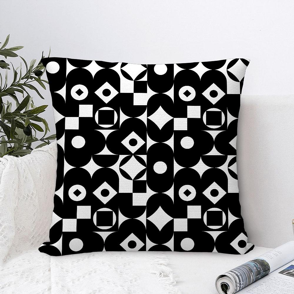 Black And White Geometric Pillow Case Sofa Decorative Home Double-Sided Printing Short Plush Cushion Cover Throw Pillow Cover