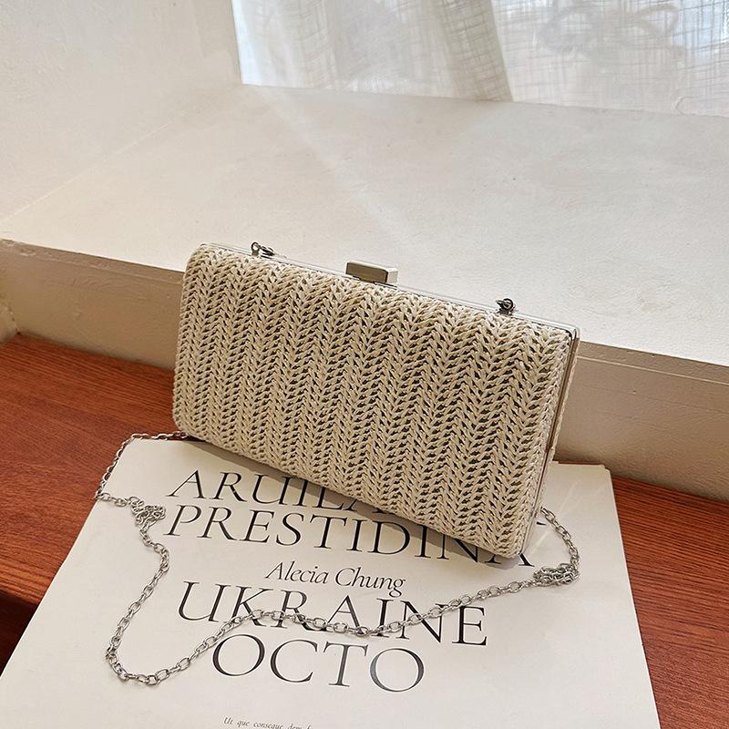 Weave Straw Evening Clutch Bags for Women Luxury Purse Summer Party Fashion Shoulder Bags Hadbags Wedding Bridal Clutches Sac